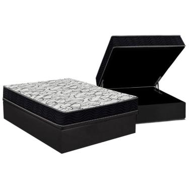 Imagem de Kit Cama Box Baú Casal Airtech 150 Euro Pillow Colchão D45 Espuma Courino Cinza Ortobom