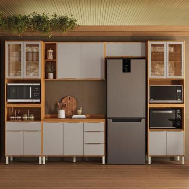 Imagem de Cozinha Completa Modulada 5 Peças 13 Portas Plena Amarelo/Cinamon/Nude