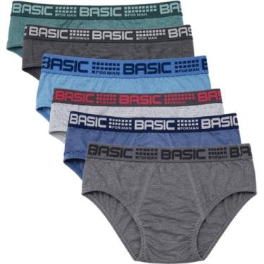Imagem de Kit 6 Cuecas Slip Adulto Algodão Premium Básica Masculina - Famy, GG
