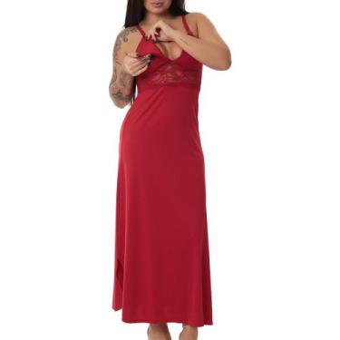 Imagem de Camisola Longa Amamentação Tamanho:GCor:Rubi - Donna, G, Rubi