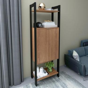 Imagem de Estante de Livros 65CMX184,7cm 2 Portas Centro Haia Yescasa Laranja/Am