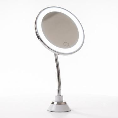 Imagem de Espelho De Aumento Maquiagem Zoom 10x Redondo Led Com Ventosa Iluminaç
