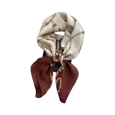 Imagem de Lenço De Seda Luxuoso Feminino 70x70cm, Estilo Praia, Bandana Para Cab