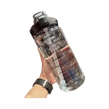 Imagem de Garrafa De Água Portátil De 2000ml Para Mulheres Com Canudo E Marcador