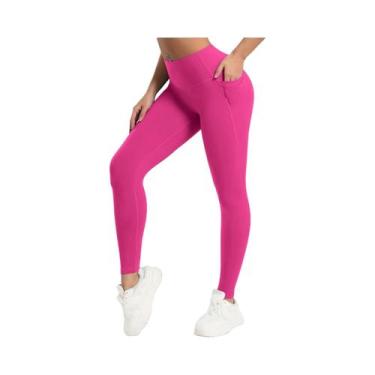 Imagem de Leggings Femininas Skinny De Fitness Com Bolsos, Calças Casuais Para E