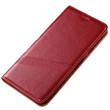 Imagem de Capa carteira para Google Pixel 6/6 Pro, capa flip de couro real com suporte para cartão, fecho magnético, antiarranhões, à prova de choque, capa para celular, vermelha, 6 Pro 17 cm