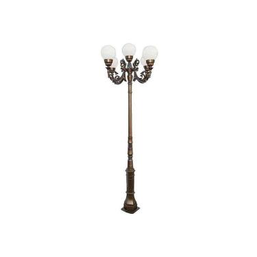 Imagem de Poste Paris Menor para Jardim de Alumínio 05 Globo 2,51m