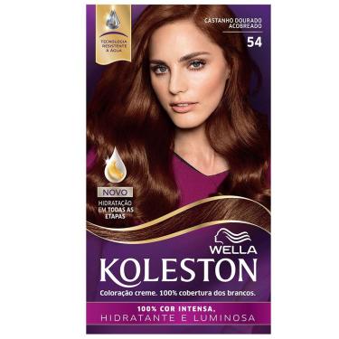 Imagem de Tinta de Cabelo Koleston Castanho Dourado Acobreado 54 Coloração Creme Koleston Kit Castanho Dourado Acobreado 54