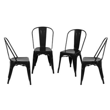 Imagem de Kit 04 Cadeiras Boxbit Titan Tolix Estrutura em Aço Pintura Epoxi Preta