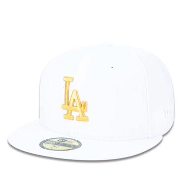 Imagem de Boné New Era 59fifty mlb Los Angeles Dodgers Branco Dourado