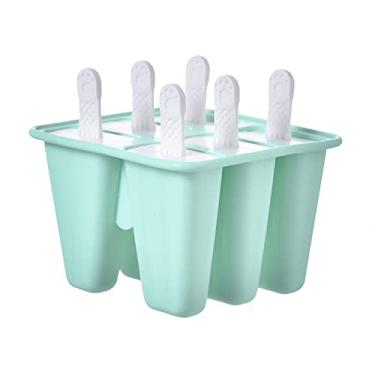 Imagem de Wemay Moldes de picolé de silicone de 6 peças Moldes de picolé reutilizáveis sem bpa fácil liberação com palitos para crianças adultos máquina de picolé caseiro