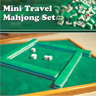 Imagem de Mahjong de viagem,Conjunto de mini mahjong com mesa dobrável de mahjong portátil conjunto de jogos de mahjong para viagens em família lazer tempo de lazer acessórios de entretenimento interno