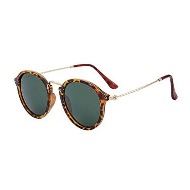 Imagem de Óculos de Sol Retrô Redondo Feminino Vintage Designer Óculos Feminino Luxo Círculo Tons Masculino Gafas UV400 Espelho, verde leopardo, A