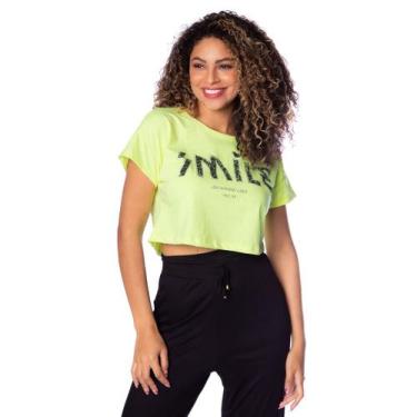 Imagem de Camiseta Cropped Feminina Trilhos Urbanos Smile Verde