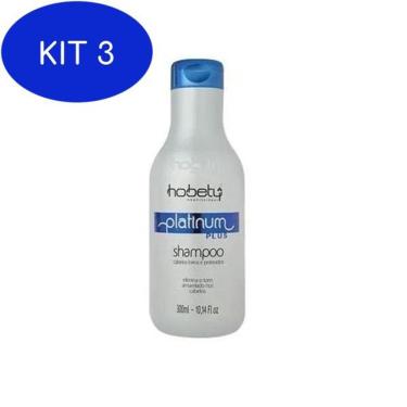 Imagem de Kit 3 Shampoo Hobety Platinum Plus 300Ml
