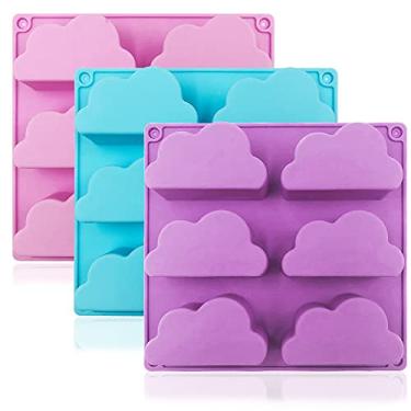 Imagem de Pacote com 3 moldes de sabonete para fabricação de sabonete, materiais de silicone FineGood para fabricação de sabonete, moldes de bolo, bandejas de muffins de silicone para pudim, cupcakes