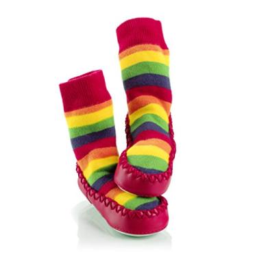Imagem de Meias Mocc Ons estilo mocassim com arco-íris, Rainbow, 18-24 Months