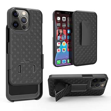 Imagem de HIDAHE Capa compatível com iPhone13 Pro para homens, combo shell e coldre capa fina com suporte integrado + clipe giratório para cinto apenas para Apple iPhone 13 Pro 6,1 polegadas, preta