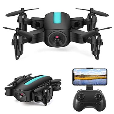 Imagem de SPLD Mini drone RC dobrável, drone para crianças, drones com câmera HD 1080p, pairando com pressão de ar, rolo 3D (drone externo) (preto)