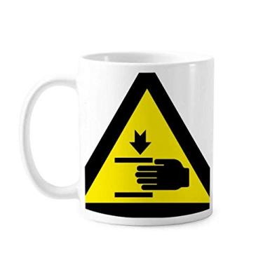 Imagem de Símbolo de aviso amarelo preto mão triângulo caneca cerâmica xícara de porcelana café louça