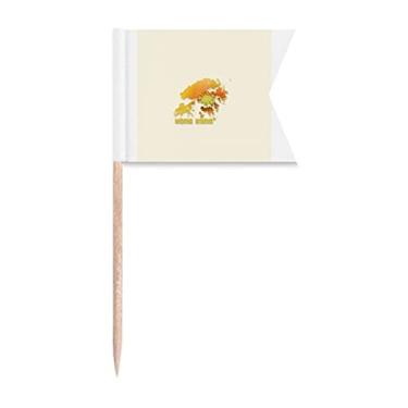 Imagem de Desenho de mapa de flores bandeiras de palito de dente de Hong Kong, marcação de rotulagem para bolo de festa, prato de queijo