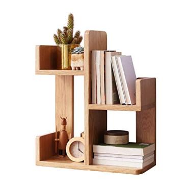 Imagem de KIZQYN Estante de livros de madeira multifuncional rack de armazenamento de mesa pode armazenar livros/molduras de fotos/itens decorativos (comprimento 45 cm × largura 20 cm × altura 55 cm) estante de livros