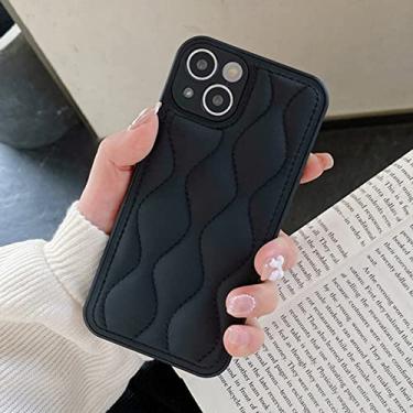 Imagem de Estojo de tecido para jaqueta fashion Wave Down para iPhone 13 Pro Max X XR 12 11Pro XS Max Candy Color Silicone Soft Fabric Cover, Black, For iPhone 13Pro Max
