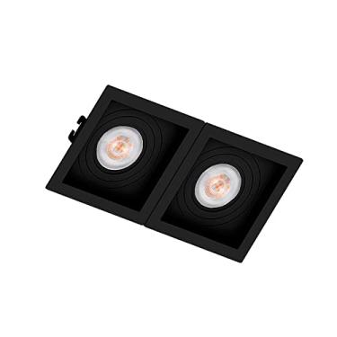 Imagem de Kit 12 Spot de Embutir PAR20 Recuado Quadrado + Lamp - Preto - Branco Quente