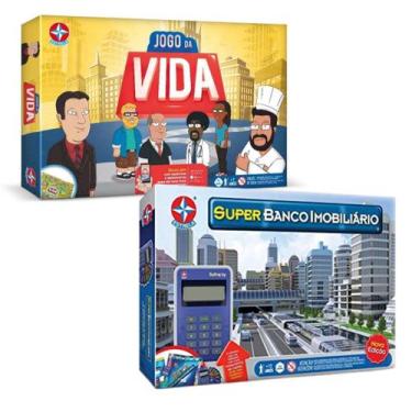 Imagem de Jogos Tabuleiro Kit Super Banco Imobiliário + Jogo Da Vida Estrela