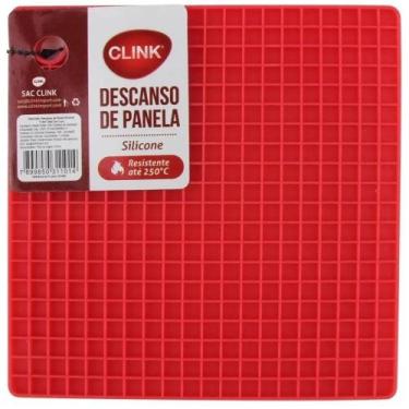 Imagem de Kit 5 Descanso De Panela Silicone Quadrado Vermelho 17X17cm - Clink