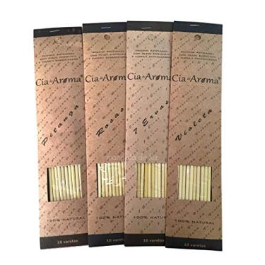 Imagem de Kit 4 Incensos Naturais Florais Óleos Essenciais Violeta, Rosas, 7 Ervas e Pitanga