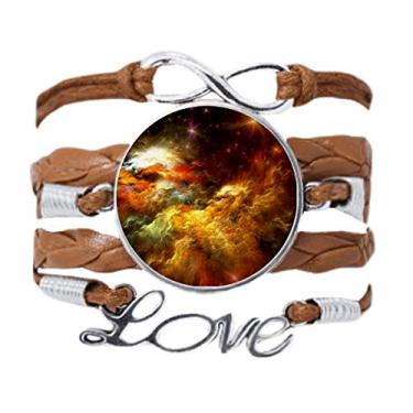 Imagem de DIYthinker Bracelete laranja céu dourado paisagem nebulosa pulseira amor corrente enfeite pulseira presente