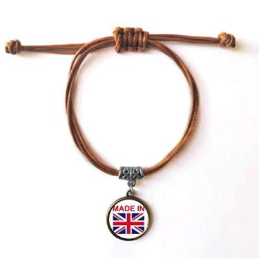 Imagem de DIYthinker Pulseira Made in United Kingdom Country Love Pulseira de couro corda escondida marrom joia presente