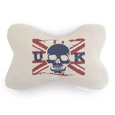 Imagem de DIYthinker Esqueleto humano Reino Unido Union Jack Flag carro decoração pescoço almofada almofada apoio de cabeça