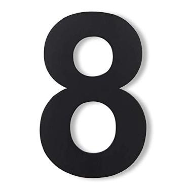 Imagem de Placa de porta flutuante 3D de 15 cm com número de placa de casa 0-9 letras AB, placa de porta grande de aço inoxidável preto fosco, montagem com parafuso, antiferrugem durável