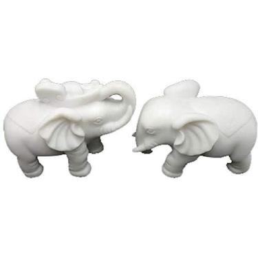 Imagem de Decoração de acessórios para casa, estátuas de elefante, guardião de pedra branca, decoração chinesa Feng Shui para casa e escritório, atrai riqueza e boa sorte, presente de boas-vindas, presente de parabéns, A, cor: Apair (cor