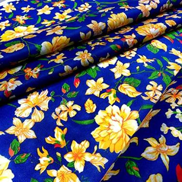 Imagem de TNT Estampado Festa Junina Chitão Azul Floral - 7,00m x 1,40m