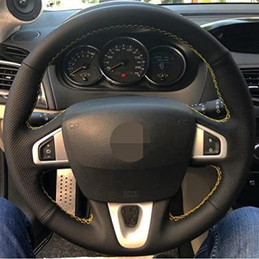 Imagem de MIVLA Capa de volante de carro de couro preto, apto para Renault Megane 3 2009-2014 Scenic 2010-2015 Fluence ZE 2009-2016
