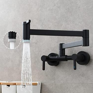 Imagem de Torneira Torneira Dobrável de Montagem na Parede Quente e Fria Torneira para Pia de Furo Único Girar Bica Dobrável Latão Dourado Escovado, Preto B