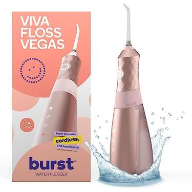 Imagem de Burst Irrigador Bucal Elétrico Ouro Rosa (3 Modos) | Sem Fio | Remoção de Placa | Fio Dental Portátil | Tanque Recarregável de 110 ml