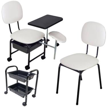 Imagem de Kit Cirandinha Manicure +Carrinho + Cadeira Cliente - Branco