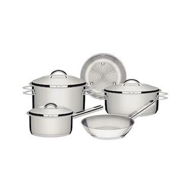 Imagem de Conjunto de Panelas 5 Peças Tramontina Solar em Aço Inox com Fundo Triplo e Tampas com Saída de Vapor