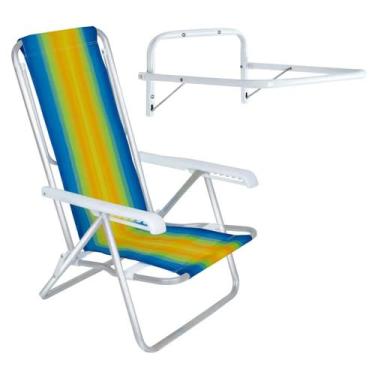 Imagem de Cadeira Praia Em Alumínio 8 Posições E Suporte Para Cadeiras - Mor