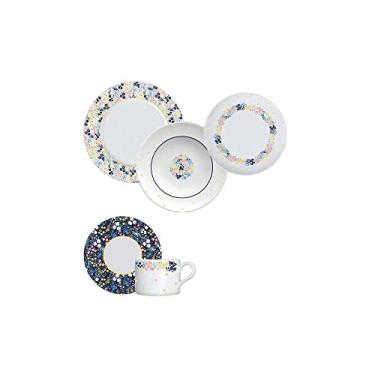 Imagem de Jogo de jantar completo em porcelana, Modelo Versa, Brasília, CottageCore, 20 peças, Germer, Branco com detalhes floral