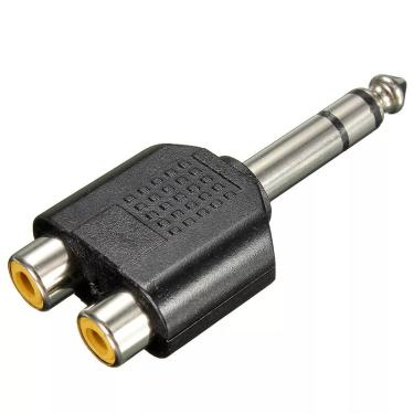 Imagem de Y Splitter conversor adaptador de áudio  Jack Plug  macho para dupla RCA fêmea  6 35 6 5 milímetros