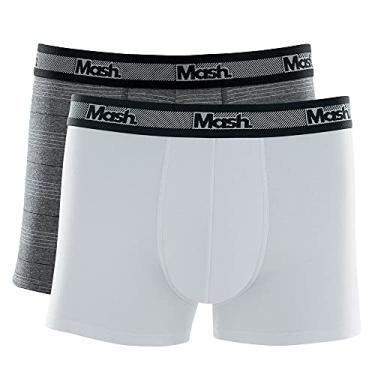 Imagem de Kit 2 Cuecas Boxer Cot , Mash, Masculino, Cinza Mescla Escuro/Branco, P