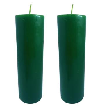 Imagem de 2 Velas De Altar Cor Verde, 7 x 15 Cm, 495 Gramas, Parafina 100% Pura, Produto Premium! Decorativa ou Religiosa do Advento.