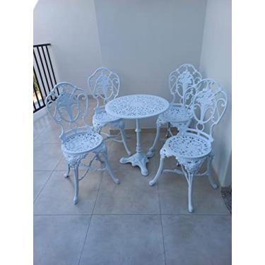 Imagem de Conjunto de Mesa Para Jardim Chinês com Mesa de Pé Central e 4 Cadeiras em Alumínio Fundido Unifer Móveis