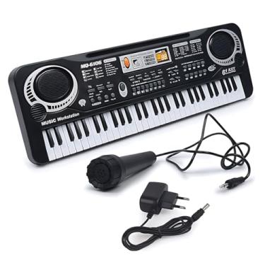 Imagem de Teclado Eletrônico Música Digital Preto Elétrico Instrumento Brinquedo de Aprendizagem Premium Funciona na Tomada