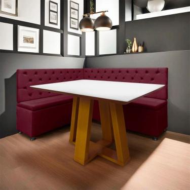 Imagem de Conjunto Canto Alemão com Bau para Bar Lanchonete Capitone Bordo 125x160cm SOFA STORE